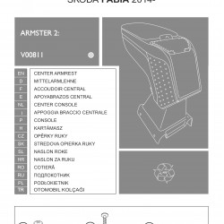 Cotiera Armster 2 SKODA FABIA 2014-2021 capac piele eco, negru-gri, cu portofel