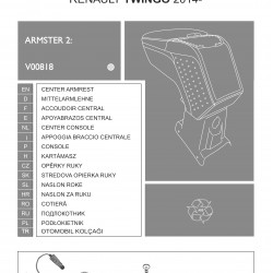 Cotiera Armster 2 RENAULT TWINGO 2014-prez +12V capac piele eco, negru-gri, cu portofel