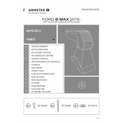 Cotiera Armster S FORD B-MAX 2015-2017 capac piele eco, neagra pentru masini fara consola centrala culisanta