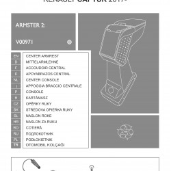 Cotiera Armster 2 RENAULT CAPTUR 2017-2019 +12V capac piele eco, negru-gri, cu portofel