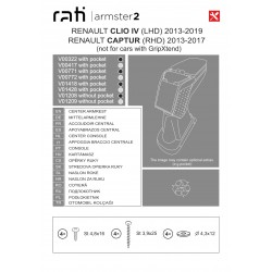 Cotiera Armster 2 RENAULT CLIO IV 2013-2019 capac piele eco, neagra fara portofel