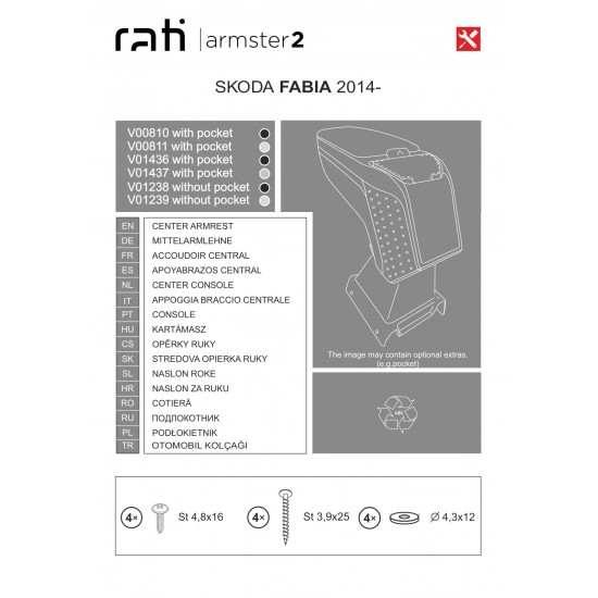 Cotiera Armster 3 SKODA FABIA 2014-2021 capac piele eco, neagra