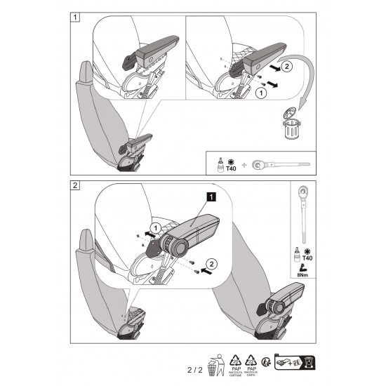 Cotiera OE1A RAM PROMASTER 2014-Prezent pentru masini cu cotiera din fabrica, 2 locuri, negru textil